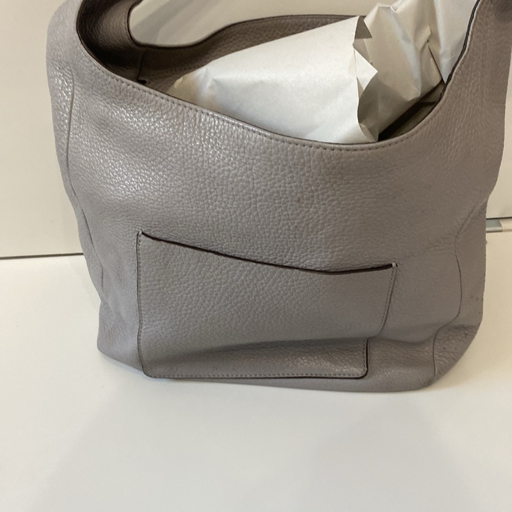 Michael Kors Shoulder Bag Purse Vintage Ergo Hobo Pebbled Gray Leather Tote Rare - Picture 10 of 11